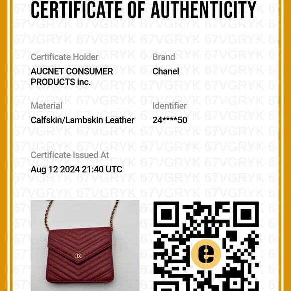 Pre-owned CHANEL Red Wallet On Chain - Chevron V-Stitch - Picture 5 of 5